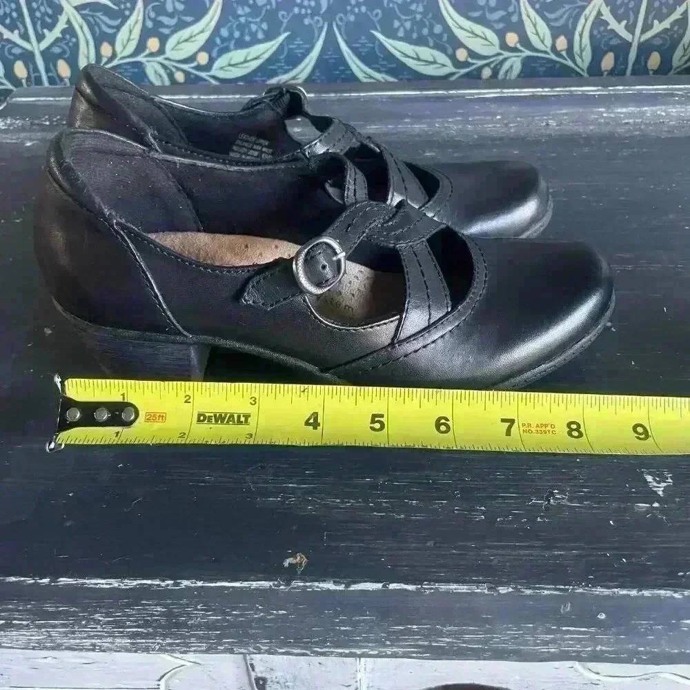 Earth Origins Melody Black Leather Mary Jane Heeled Shoes 6.5 - Picture 8 of 8